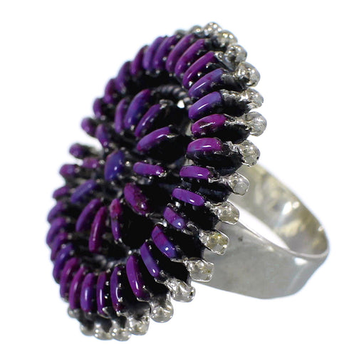 Magenta Turquoise Needlepoint Siver Ring Size 6-1/2 AX88724