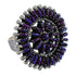 Sterling Siver Magenta Turquoise Needlepoint Ring Size 7-3/4 AX88756