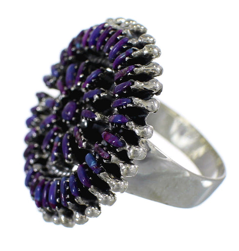 Sterling Siver Magenta Turquoise Needlepoint Ring Size 7-3/4 AX88756