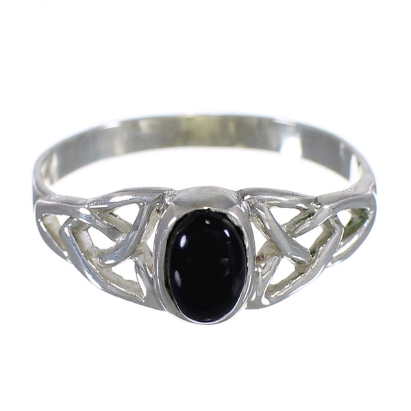 Jet Authentic Sterling Silver Southwest Ring Size 4-3/4 AX88985