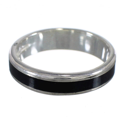 Jet Inlay Silver Southwestern Ring Size 6-1/4 AX88992
