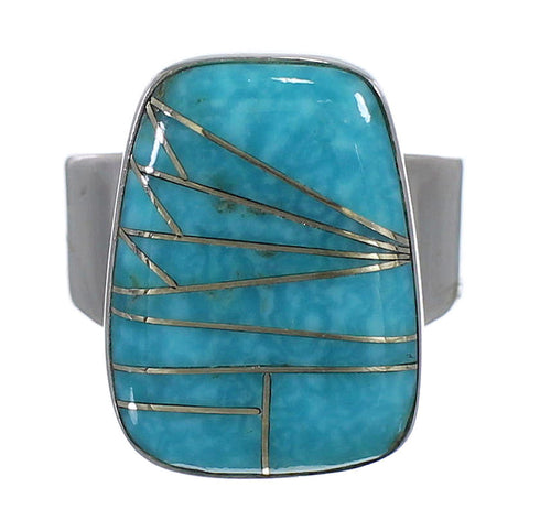 Turquoise Genuine Sterling Silver Southwestern Ring Size 5-1/2 AX88021