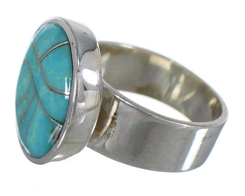 Southwestern Turquoise Silver Ring Size 6 AX88058