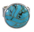 Turquoise Inlay Genuine Sterling Silver Jewelry Ring Size 6-1/2 AX88065