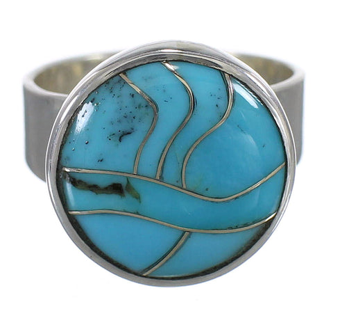 Southwest Sterling Silver Turquoise Ring Size 5-3/4 AX88077