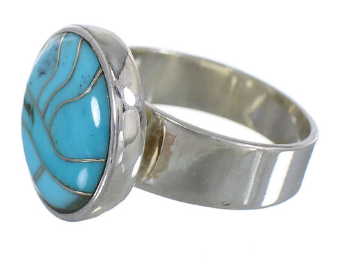 Southwest Sterling Silver Turquoise Ring Size 5-3/4 AX88077