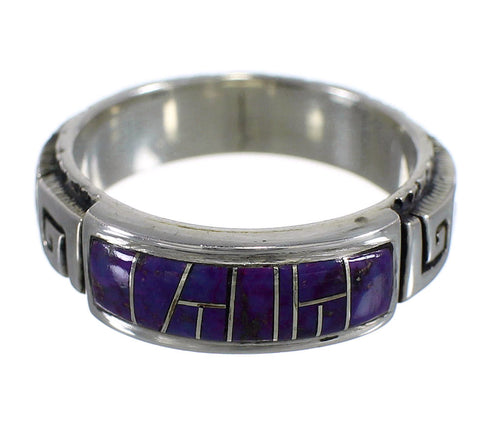 Sterling Silver Magenta Turquoise Inlay Jewelry Water Wave Ring Size 7-1/4 FX92193