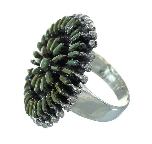 Turquoise Southwest Sterling Silver Needlepoint Ring Size 8 QX87052