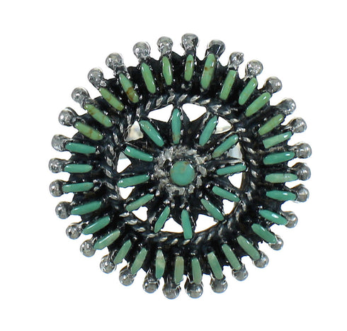 Southwestern Silver Turquoise Needlepoint Ring Size 8-1/2 QX87067