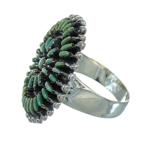Southwestern Silver Turquoise Needlepoint Ring Size 8-1/2 QX87067