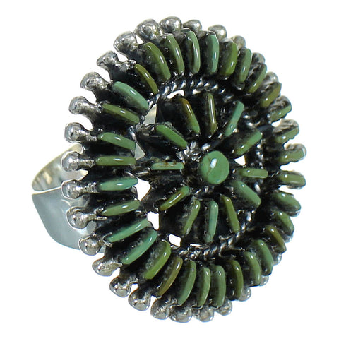 Silver Southwestern Turquoise Needlepoint Ring Size 7-1/4 QX87082