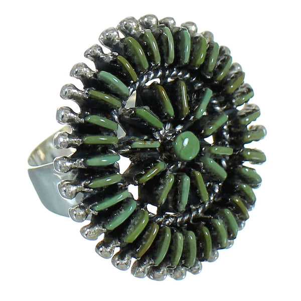 Silver Southwestern Turquoise Needlepoint Ring Size 7-1/4 QX87082