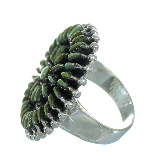 Silver Southwestern Turquoise Needlepoint Ring Size 7-1/4 QX87082