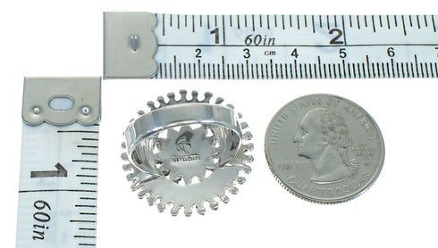 Silver Southwestern Turquoise Needlepoint Ring Size 7-1/4 QX87082