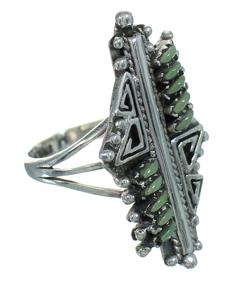 Sterling Silver Turquoise Southwestern Water Wave Needlepoint Ring Size 7-1/4 QX87138