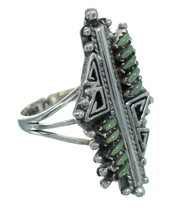 Sterling Silver Turquoise Southwestern Water Wave Needlepoint Ring Size 7-1/4 QX87138