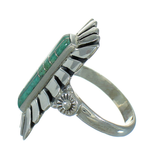 Turquoise Genuine Sterling Silver Ring Size 7 AX89334