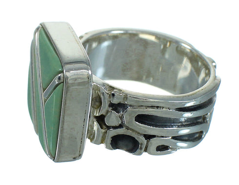 Turquoise Inlay Sterling Silver Southwest Ring Size 7-1/4 AX89349