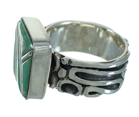 Turquoise Inlay Sterling Silver Southwestern Ring Size 8-1/4 AX89355