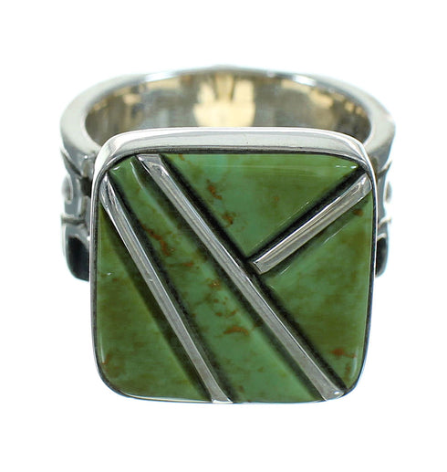 Southwest Turquoise Inlay Silver Jewelry Ring Size 6 AX89381
