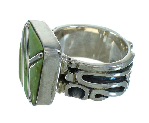 Southwest Turquoise Inlay Silver Jewelry Ring Size 6 AX89381