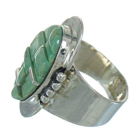 Turquoise Inlay Sterling Silver Southwestern Ring Size 7-1/2 AX89645