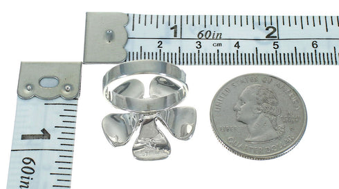 Turquoise Inlay Southwest Flower Sterling Silver Ring Size 7-3/4 RX88030