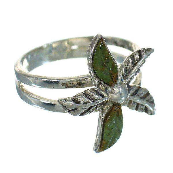 Turquoise And Sterling Silver Flower Ring Size 8 RX88050