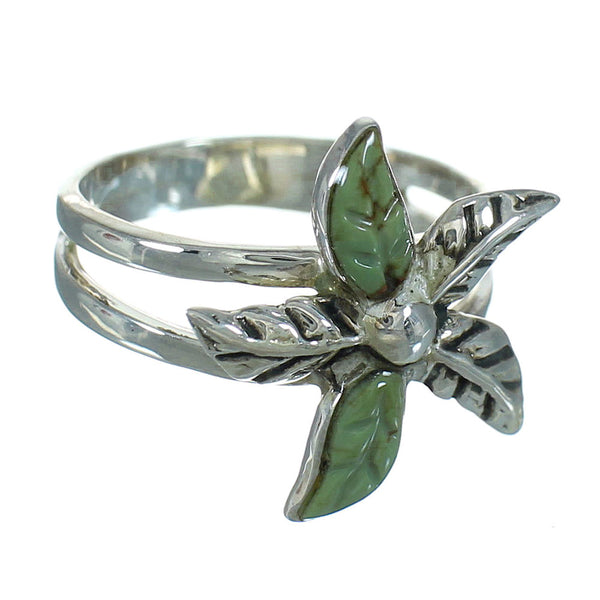 Authentic Sterling Silver Turquoise Flower Jewelry Ring Size 7 RX88037