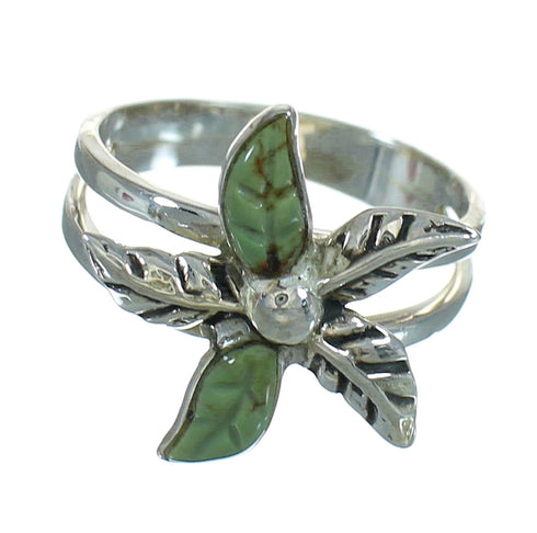 Genuine Sterling Silver And Turquoise Flower Ring Size 6 RX88035