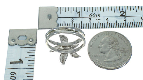 Genuine Sterling Silver And Turquoise Flower Ring Size 6 RX88035