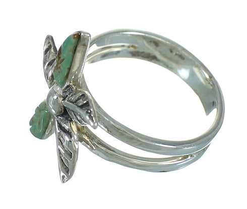 Southwest Turquoise And Sterling Silver Flower Ring Size 7 RX88069