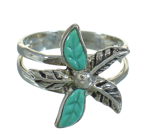 Authentic Sterling Silver Flower Turquoise Ring Size 6-1/2 RX88078