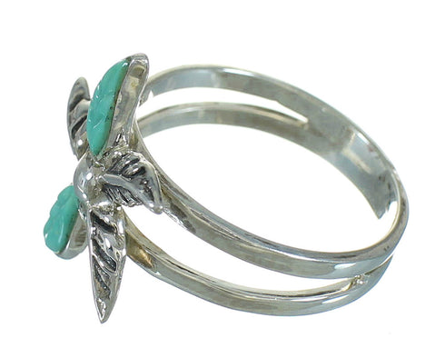 Authentic Sterling Silver Flower Turquoise Ring Size 6-1/2 RX88078
