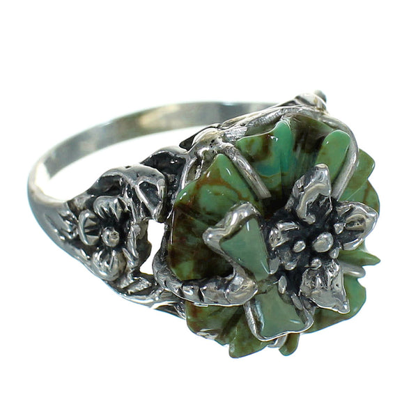 Sterling Silver Turquoise Flower Dragonfly Southwest Ring Size 6-1/2 RX88095