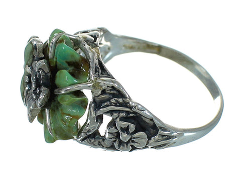 Turquoise Flower Dragonfly Genuine Sterling Silver Ring Size 6-1/4 RX88094