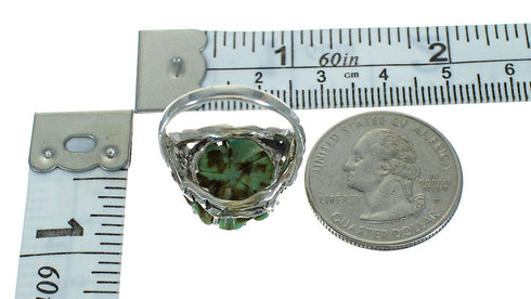 Turquoise Flower Dragonfly Genuine Sterling Silver Ring Size 6-1/4 RX88094