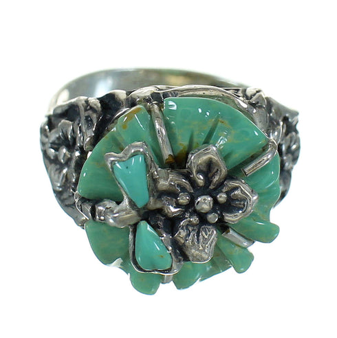 Turquoise Authentic Sterling Sterling Dragonfly And Flower Ring Size 7-1/4 RX88098