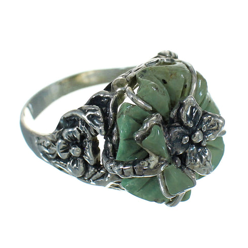 Sterling Silver Turquoise Flower And Dragonfly Jewelry Ring Size 4-1/4 RX88119