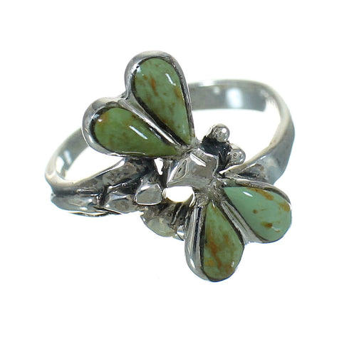 Turquoise Inlay Authentic Sterling Silver Dragonfly Ring Size 5-3/4 RX88138