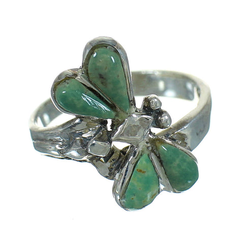 Genuine Sterling Silver Dragonfly Southwest Turquoise Ring Size 7-3/4 RX88199