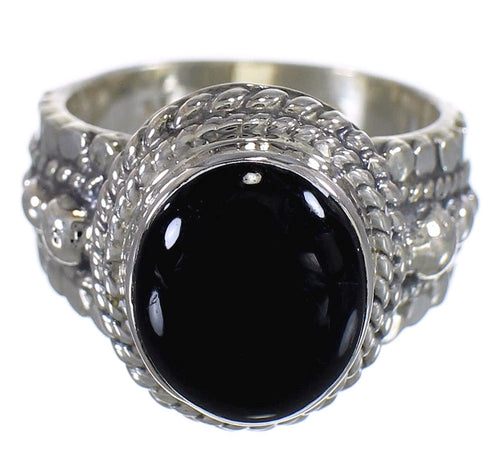 Southwest Authentic Sterling Silver Jet Ring Size 4-1/2 RX88223