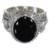 Southwest Authentic Sterling Silver Jet Ring Size 4-1/2 RX88223