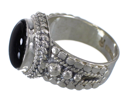 Jet And Sterling Silver Southwest Jewelry Ring Size 6 RX88226