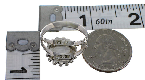 Jet And Genuine Sterling Silver Ring Size 5-3/4 RX88285