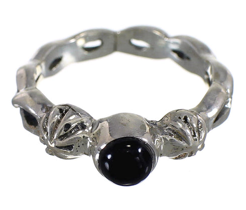 Genuine Sterling Silver And Jet Southwestern Ring Size 8-1/2 RX88348