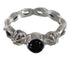 Jet And Sterling Silver Jewelry Ring Size 6 RX88329