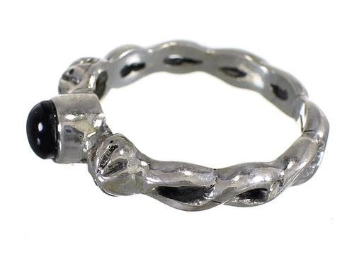 Genuine Sterling Silver And Jet Southwestern Ring Size 8-1/2 RX88348