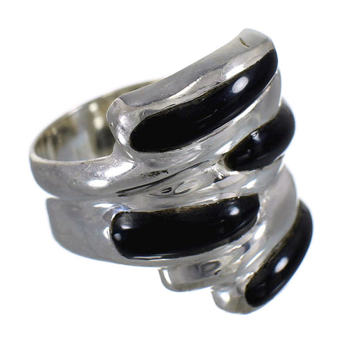 Authentic Sterling Silver And Jet Jewelry Ring Size 6-1/2 RX88380
