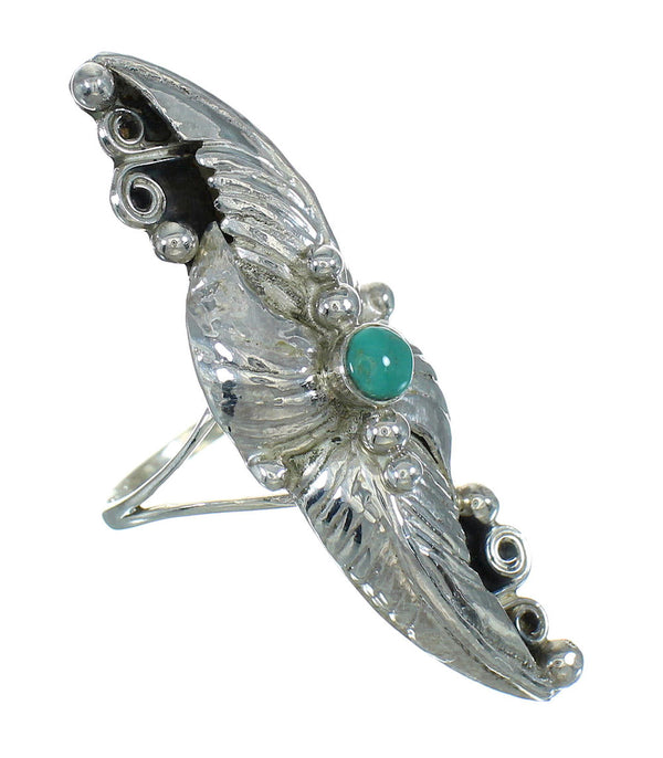 Southwest Genuine Sterling Silver Jewelry Turquoise Ring Size 7-1/4 AX90485